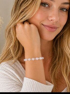 Pink Gemstone Bracelet Rose Quartz Crystal Beaded Adjustable Boho